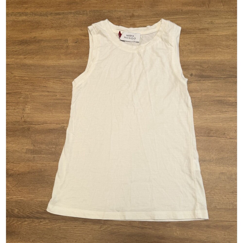 MISHA NONOO - Tank Top White Cotton Sleeveless Basic SZ SMALL
